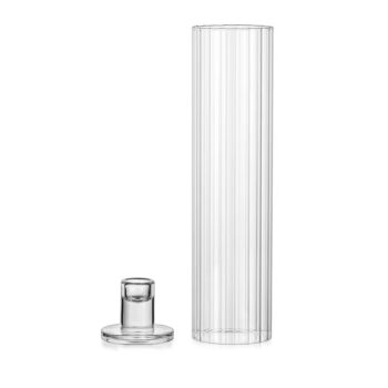 Bougeoir en verre striée - H25 CM