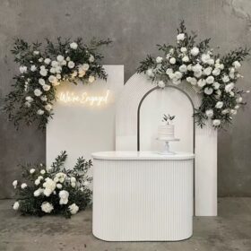 Console / Table striée - Blanche