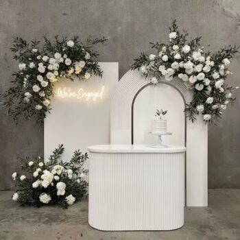 Console / Table striée - Blanche