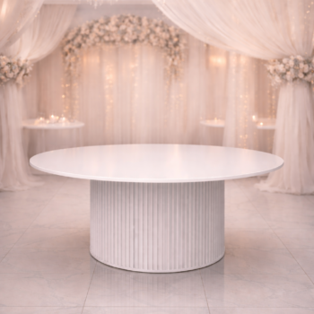 Table ronde striée - Blanche Ø150 CM